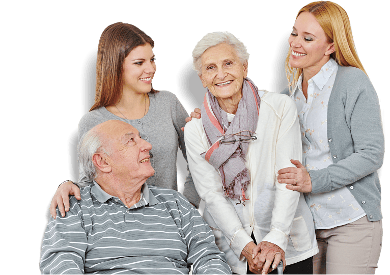 group of senior and a caregiver